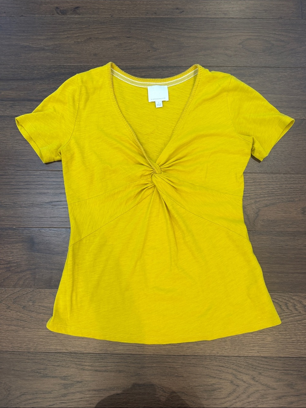Anthropologie Yellow Twist-Front Short Sleeve Top Size Small - C69-042